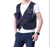 Chaleco de Bolsillo Chaleco de Malla Fina de Verano Casual, con Varios Bolsillos, Chaleco de Chaleco de Pesca, Fotografía (Color : BLU, Size : XXL)