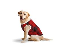 Chaleco de camisa para perro con estampado a cuadros rojos y negros, camisetas elásticas de algodón suave sin mangas, ropa transpirable para perros grandes (3xl-5XL)