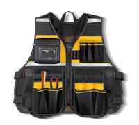 Chaleco de carpintero - Chaqueta de tela Oxford de alto rendimiento con correas ajustables, cinturón de trabajo, bolsillos para pantalones, bolsillos organizadores, equipo de trabajo de madera para