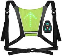 Chaleco de Ciclismo LED Reflectante con indicador de dirección, Mando a Distancia, Luces de dirección, Recargable por USB, fácil instalación para indicador de Seguridad en Bicicleta, Verde, Verde, L
