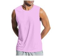 Chaleco de color sólido para hombre Camiseta sin mangas Top Clásico Algodón Transpirable Deporte Básico, Oro Rosa, 4XL