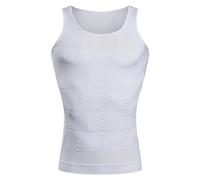 Chaleco de compresión Adelgazante Moldeador Cuerpo for Hombre, Camiseta Interior sin Costuras, Mangas for Entrenar la Cintura para La Práctica Deportiva(White,XXL)