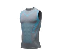 Chaleco de compresión adelgazante para hombre, camiseta interior sin mangas o capa base. Aspecto aerodinámico. Soporte muscular apretado. Piel invisible debajo de la parte superior, gris, XL