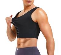 Chaleco de compresión Tipo corsé for Hombre, Camiseta Interior Adelgazante, Camisetas sin Mangas for, con Faja for Ocultar el Pecho para La Práctica Deportiva(Black,XXL)