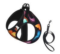 Chaleco de correa para mascotas con estampado de mariposas coloridas, para perros pequeños, ajustable y cómodo, esencial para gatos y cachorros