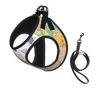 Chaleco de correa para mascotas con estampado floral de conejo de Pascua, para perros pequeños, ajustable y cómodo, esencial para gatos y cachorros