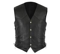 Chaleco de Cuero para Hombre - Clásico de Piel de Vacuno para Ciclistas y Motociclistas, Moda y Ocio, Negro - Chaleco de Motorista, Rockero