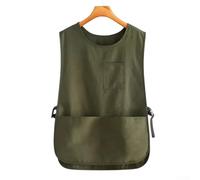 Chaleco de delantal resistente al aceite e impermeable con ajuste personalizable y múltiples bolsillos, adecuado para chefs y profesionales de catering (verde oscuro)