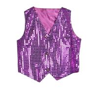 Chaleco de disfraz con purpurina, unisex, colorido, sin mangas, con lentejuelas, para correr, para mujer, Morado (, XXL