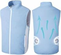 Chaleco de Enfriamiento con 2 Ventiladores, Verano Ropa de Aire Acondicionado, Chaleco de Refrigeración, Transpirable Protección Solar(Blue,M)