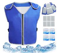 Chaleco de enfriamiento con 20 paquetes de hielo, chaleco de enfriamiento de hielo impermeable y transpirable con 6 bolsillos Trabajo con cremallera ligera y reflectante para hombres mujeres