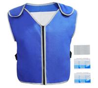 Chaleco de enfriamiento con 20 paquetes de hielo Chaleco de trabajo impermeable y transpirable - 6 bolsillos Cierre de cremallera ligero reflectante para hombres y mujeres Trabajo al aire libre