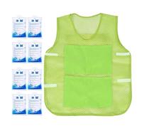 Chaleco de enfriamiento de hielo, chaleco fresco con 8 paquetes de hielo, solución de refrigeración personal portátil, ligero, ajustable y cómodo, 56 x 67 cm, para hombres, padres, trabajadores y