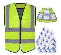 Chaleco de enfriamiento reflectante con 4 bolsas de hielo para hombres y mujeres, chaleco de seguridad de alta visibilidad para trabajos en climas cálidos, construcción al aire libre, pesca