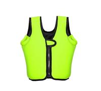 Chaleco de esnórquel para mujer y jóvenes, amarillo neón/azul, ayuda a la flotación, hasta 100 libras, ajuste ajustable con nombre y correa de subida, inflador oral fácil para verano, playa, piscina