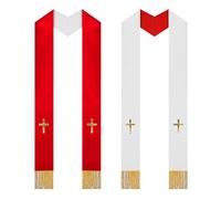Chaleco de estola de sacerdote, bufanda reversible bordada con borlas, accesorio unisex para iglesia de pastor, ropa de culto litúrgico, ropa de ministro para adultos, para ceremonia de bautizo