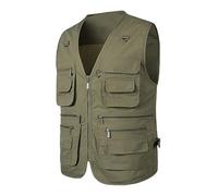 Chaleco de exterior para hombre 7XL talla grande: chaleco de trabajo para hombre, verano, fino, chaleco de pescador, con muchos bolsillos, chaqueta softshell ligera, sin mangas, chaleco multifunción,
