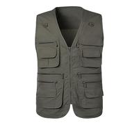 Chaleco de exterior para hombre 7XL talla grande: chaleco de trabajo para hombre, verano, fino, chaleco de pescador, con muchos bolsillos, chaqueta softshell ligera, sin mangas, chaleco multifunción