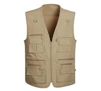 Chaleco de exterior para hombre 7XL talla grande: chaleco de trabajo para hombre, verano, fino, chaleco de pescador, con muchos bolsillos, chaqueta softshell ligera, sin mangas, chaleco multifunción,