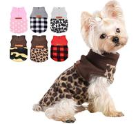 Chaleco de forro polar con estampado de leopardo, suéter elástico con agujero para correa, ropa para mascotas, abrigo ligero para clima frío para perros pequeños, niños y niñas, XXS, leopardo