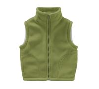 Chaleco de forro polar de invierno para niños y niñas, peso ligero, bonitos patrones de dibujos animados, cierre de cremallera, sin mangas, Ejercito Verde, 8-9 años