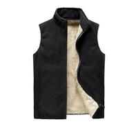 Chaleco de forro polar de otoño e invierno para hombre, chaleco sin mangas de gran tamaño, Negro, L