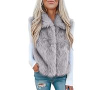 Chaleco de forro polar para mujer, sin mangas, abrigo de invierno | Chaqueta de forro polar ligera y cálida, chaleco de piel con solapa, monocolor, chaleco de peluche, chaleco de peluche