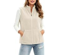 Chaleco de forro polar para mujer, sin mangas, con cremallera, cuello alto | Chaleco ligero para mujer, forro polar, sin mangas, cuello con cremallera, bolsillos cálidos para otoño e invierno