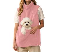 Chaleco de Forro Polar para Mujer Sudadera sin Mangas para Llevar a Perros | Invierno Otoño Termico Chalecos de Peluche Cálido Abrigo sin Mangas Chaqueta Felpa Cárdigan Jacket con Bolsillos para Perro