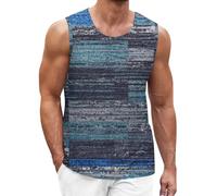Chaleco de gimnasio sin mangas para hombre, fácil de llevar, ropa deportiva para hombre, patrón geométrico de verano, impresión digital 3D, casual, vacaciones, calle, camiseta sin mangas para