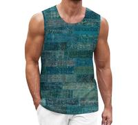 Chaleco de gimnasio sin mangas para hombre, fácil de llevar, ropa deportiva para hombre, patrón geométrico de verano, impresión digital 3D, casual, vacaciones, calle, camiseta sin mangas para