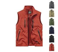 Chaleco de gran tamaño sin mangas para hombre, casual, cómodo, ligero, para el trabajo, senderismo, viajes, con bolsillo, rosso, 3XL