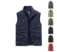 Chaleco de gran tamaño sin mangas para hombre, casual, cómodo, ligero, para el trabajo, senderismo, viajes, con bolsillo, azul, XXL