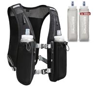 Chaleco de hidratación para correr para mujeres y hombres. Reflectante, 8 bolsillos, Secado rápido, Resistente al agua, Mochila ajustable para correr (con 2 botellas blandas de 500 ml)