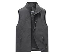 Chaleco De Hombre Con Bolsillos Chaleco Ligero Para Exteriores Para Hombre Chaqueta Informal De Moda Con Cuello Alto Y Sin Mangas Para Uso Diario En Primavera Verano Y Otoño (Grey L)