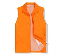 Chaleco de hombre transpirable, monocolor, informal, para voluntario, sin mangas, cuello de solapa, ajuste regular, para primavera, verano, invierno (4XL, naranja)