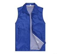 Chaleco de hombre transpirable, monocolor, informal, para voluntario, sin mangas, cuello de solapa, ajuste regular, para primavera, verano, invierno (3XL, azul oscuro)