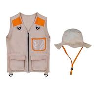 Chaleco de infantil, con sombrero lavable - Conjunto de chaqueta de carga Safari al aire libre para niños, para niños y niñas, senderismo, , camping, exploración, parque y jardín, aventuras
