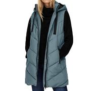 Chaleco de Invierno Skyler para Mujer, Chaqueta Acolchada Larga sin Mangas, Básica con Capucha y Cierre, Color:Azul, Talla:L