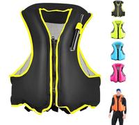 Chaleco de Kayak Hinchable para Adultos Diseño Portátil de Alta Flotabilidad con Inflado de Una Respiración y Ajuste Ajustable para Paddle Surf Pesca Bote(Black)