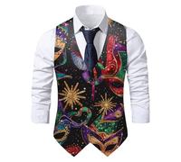 Chaleco de lentejuelas para hombre, chaleco de trabajo, blazer para traje regional, chaqueta de traje, chaqueta de traje, Sakko carnaval, disfraz, suelto, cuello en V, brillante, chalecos brillantes
