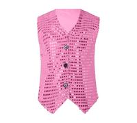 Chaleco de Lentejuelas para Niños con Unisex sin Manga Esmoquin Traje de Danza Jazz Hip Hop Chaqueta con Botones Disfraz Ropa De Escena Infántil (10-12 Years)