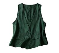 Chaleco de lino para mujer, chaleco de lino para mujer con chalecos para uso exterior, cárdigans ligeros, cárdigans de verano, chaquetas casuales para mujer, chaqueta de verano de gran tamaño