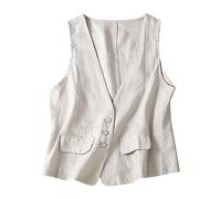 Chaleco de lino para mujer con uso exterior, chalecos de lino para mujer, cárdigans ligeros, cárdigans de verano, chaquetas casuales, chaquetas cortas, chaquetas de maletas, chaquetas casuales