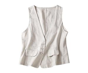 Chaleco de lino para mujer con uso exterior, chalecos de lino para mujer, cárdigans ligeros, cárdigans de verano, chaquetas casuales, chaquetas cortas, chaquetas de maletas, chaquetas casuales