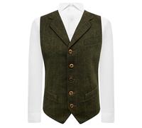 Chaleco de lujo con solapa, diseño de espiga verde enebro, verde, L