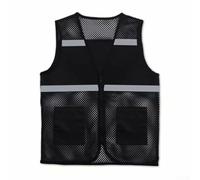 Chaleco de malla de red con tira reflectante para el trabajo, estilo casual unisex adecuado para todas las estaciones y actividades (2XL negro)