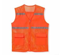 Chaleco de malla de red con tira reflectante para el trabajo, estilo casual unisex adecuado para todas las estaciones y actividades (4XL naranja)