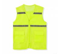 Chaleco de malla de red con tira reflectante para el trabajo, estilo casual unisex adecuado para todas las estaciones y actividades (XL verde fluorescente)