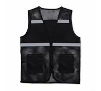 Chaleco de malla reflectante con estampado de tiras para ropa de trabajo de verano, casual y cómodo tanto para hombres como para mujeres, ideal para uso en exteriores (L negro)